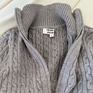 Frankie's Bikinis Light Gray Zip-Up Sweater & Leggings (SET)